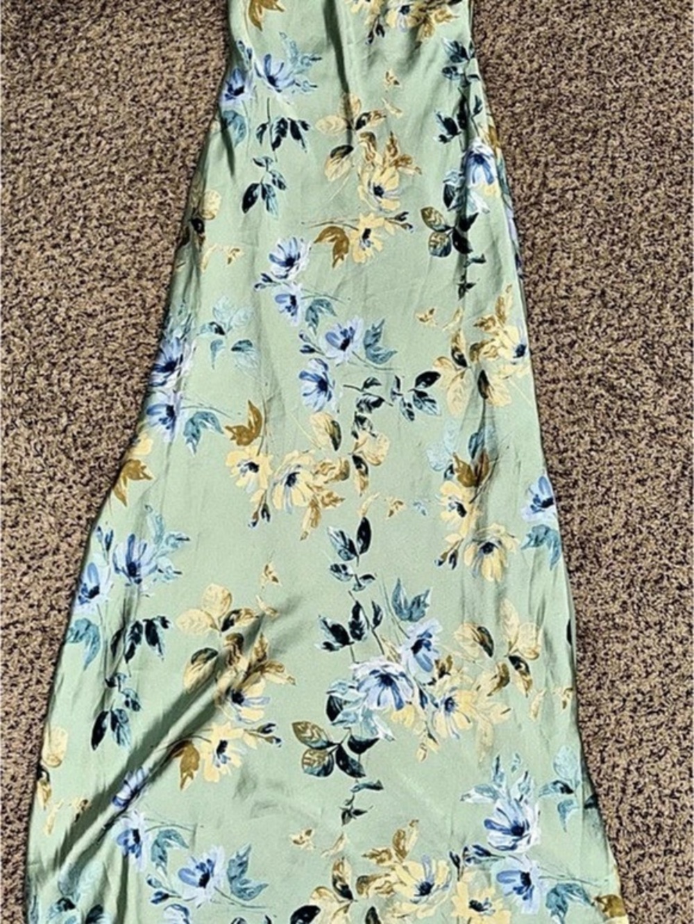 Lulus Captivating Grace Sage Green Floral Satin Ruffled Maxi Dress Floral Satin